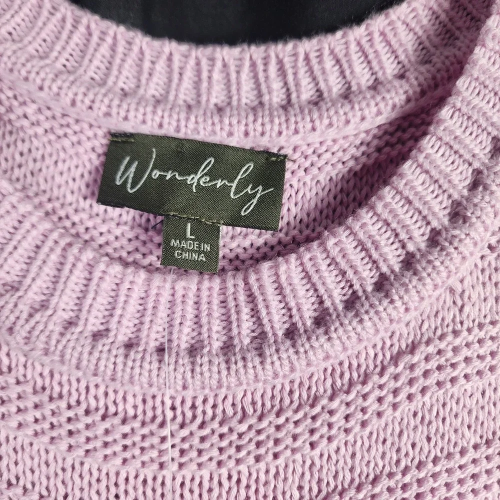 Wonderly‎ Lilac Boho Knit Sleeveless Sweater Vest Tank Top Women L spring layer